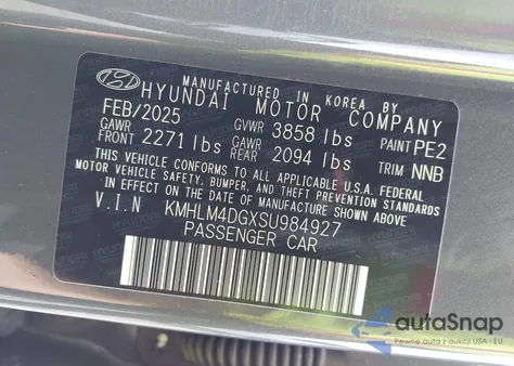 2025 Hyundai Elantra Sel Sport z USA, uszkodzony, nr VIN KMHLM4DGXSU984927